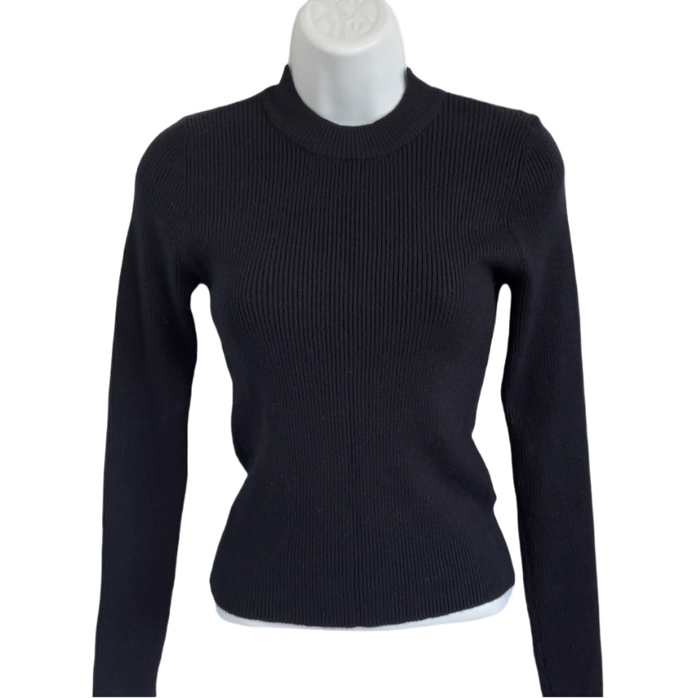 Lascana Classic Black Ribbed Turtleneck Sweater Preppy Y2K Minimalist Size M